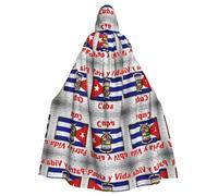 FHIZOAL Bandiera Cuba con mantello con cappuccio Patria Veste con cappuccio Halloween Natale Strega Vampiri Tristo Mietitore Costume Cosplay Party