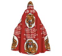 FHIZOAL Bold Tiger Des mantello con cappuccio vestaglia con cappuccio Halloween Natale strega vampiri triste mietitore costume cosplay festa