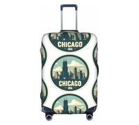 FHIZOAL Chicago USA - Copertura elastica antigraffio per valigie da viaggio, antipolvere, per bagagli da 45-81 cm, bianco, XL, Classico