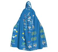 FHIZOAL Città e punti di riferimento coreani mantello con cappuccio accappatoio con cappuccio Halloween Natale strega vampiri triste mietitore costume cosplay partito