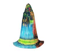 FHIZOAL Colorato Alberi Lago Fiume Stagno Mantello Con Cappuccio Per Adolescenti Vestire Mantello Feste A Tema Cosplay Carnevale Strega Vampiri Costume