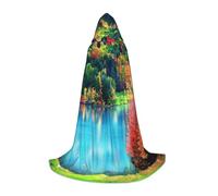 FHIZOAL Colorato Alberi Lago Fiume Stagno Mantello Con Cappuccio Per Adolescenti Vestire Mantello Feste A Tema Cosplay Carnevale Strega Vampiri Costume