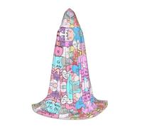 FHIZOAL Colorato Cuore Halloween Cappuccio Mantello Per Adolescenti Strega Vampiri Tristo Mietitore Costume Feste a tema Comic Con