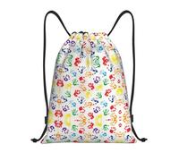 FHIZOAL Colorful forme della mano arcobaleno coulisse borse impermeabili sport stringa zaini leggeri yoga allenamento nuoto viaggio, Nero , M, Casual