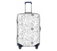 FHIZOAL Copertura elastica antigraffio per valigie da viaggio con erbe e piante erbacee fiorite, protezione antipolvere per bagagli da 45-81 cm, bianco, M, Classico