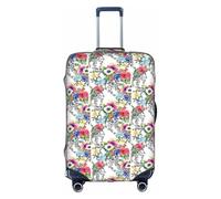 FHIZOAL Copertura elastica per valigie da viaggio con fiori selvatici, uccelli, foglie e rami, protezione antipolvere per bagagli da 45-81 cm, bianco, S, Classico
