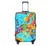 FHIZOAL Copertura per valigie da viaggio colorata con mappa dell'Europa con icona elastica, antigraffio, protezione antipolvere per bagagli da 45-81 cm, bianco, L, Classico