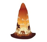 FHIZOAL Elefante e giraffa al tramonto mantello con cappuccio per adolescenti vestire mantello feste a tema cosplay carnevale strega vampiri costume
