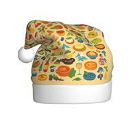 FHIZOAL Francia Cultura Alimentare Stampa artistica Adulto Natale Cappello Decorativo Festivo Peluche Cappello Morbido Leggero Capodanno Festa Vacanze