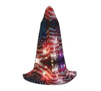 FHIZOAL Fuochi d'artificio Bandiera Americana Halloween Cappuccio Mantello Per Adolescenti Strega Vampiri Tristo Mietitore Costume Feste a Tema Comic Con