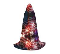 FHIZOAL Fuochi d'artificio Bandiera Americana Luminoso Halloween Cappuccio Mantello Per Adolescenti Strega Vampiri Tristo Mietitore Costume Feste a tema Comic Con
