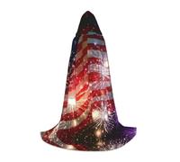 FHIZOAL Fuochi d'artificio Bandiera Americana Luminoso Halloween Cappuccio Mantello Per Adolescenti Strega Vampiri Tristo Mietitore Costume Feste a tema Comic Con