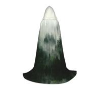 FHIZOAL Green Tree Misty Landscape Halloween Capo con cappuccio per adolescenti strega vampiri triste mietitore costume feste a tema Comic Con