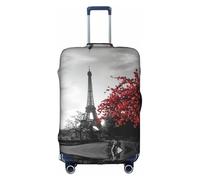 FHIZOAL Grigio Parigi Torre Eiffel paesaggio urbano fiore rosso elastico antigraffio valigia viaggio protezione antipolvere per bagagli 45-81 cm, bianco, S, Classico