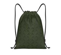 FHIZOAL Hunter verde floreale modello petali borse con coulisse impermeabile sport stringa zaino leggero yoga allenamento nuoto viaggio, Nero , S, Casual