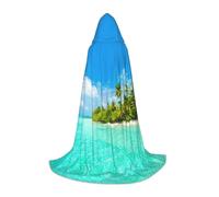 FHIZOAL Isola Con Spiaggia Di Sabbia E Palma Halloween Con Cappuccio Mantello Per Adolescenti Strega Vampiri Tristo Mietitore Costume Feste A Tema Comic Con