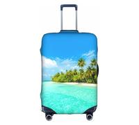 FHIZOAL Isola con spiaggia di sabbia e palme elastica antigraffio valigia viaggio protezione antipolvere per bagagli 45-81 cm, bianco, L, Classico
