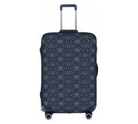 FHIZOAL Linee tratteggiate forme geometriche su sfondo blu ombra elastico antigraffio valigia viaggio protezione antipolvere per bagagli 45-81 cm, bianco, L, Classico