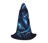 FHIZOAL Luna Stelle E Pianeti Halloween Con Cappuccio Mantello Per Adolescenti Strega Vampiri Tristo Mietitore Costume Feste a tema Comic Con