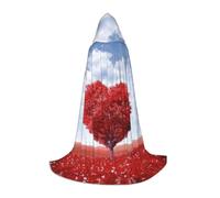 FHIZOAL Mantello con cappuccio a forma di albero rosso a forma di cuore per adolescenti vestire mantello feste a tema cosplay carnevale strega vampiri costume