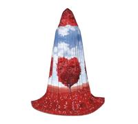 FHIZOAL Mantello con cappuccio a forma di cuore rosso albero di Halloween per adolescenti strega vampiri triste mietitore costume feste a tema Comic Con