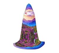 FHIZOAL Mantello con cappuccio con paesaggio floreale di montagna per adolescenti vestire mantello feste a tema Cosplay Carnevale strega Vampiri Costume