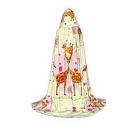FHIZOAL Mantello con cappuccio per adolescenti con giraffa, cuore, fiore, farfalla, mantello, feste a tema, cosplay, carnevale, strega, vampiri, costume