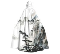 FHIZOAL Mantello con cappuccio per adulti, montagna e pino, per cosplay, carnevale, feste, triste mietitore, vampiro, misterioso, mascherata