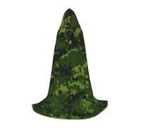 FHIZOAL Mantello mimetico digitale verde con cappuccio per adolescenti vestire mantello feste a tema cosplay carnevale strega vampiri costume