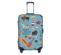 FHIZOAL Mappa colorata con icone elastica antigraffio valigia da viaggio protezione antipolvere per bagagli da 45 - 81 cm, bianco, XL, Classico