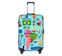 FHIZOAL Mappa del Sud America con icone, elastica, antigraffio, per valigia, da viaggio, antipolvere, per bagagli da 45-81 cm, bianco, L, Classico