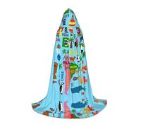 FHIZOAL Mappa del Sud America Con Icone Halloween Cappuccio Mantello Per Adolescenti Strega Vampiri Tristo Mietitore Costume Feste a tema Comic Con