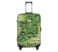 FHIZOAL Mappa dell'Irlanda con punti di riferimento, elastica, antigraffio, per valigie, da viaggio, antipolvere, per bagagli da 45,7 a 81,7 cm, bianco, L, Classico