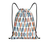 FHIZOAL Mid Century Modern Retro con forme a goccia Borse con coulisse Impermeabile Sport Stringa Zaini Leggero Yoga Allenamento Nuoto Viaggio, Nero , S, Casual