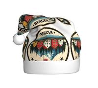 FHIZOAL Norvegia Bergen Houses Montagna Adulto Natale Decorativo Cappello di Peluche Morbido Leggero Capodanno Festa Vacanze