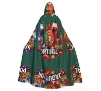 FHIZOAL Portogallo Food Wine Mantello con cappuccio Vestaglia con cappuccio Halloween Natale Strega Vampiri Tristo Mietitore Costume Cosplay Party