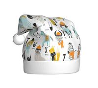 FHIZOAL Simpatico cappello decorativo per adulti con animale dei cartoni animati dell'alfabeto natalizio cappello in peluche morbido leggero per Capodanno