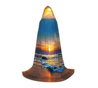 FHIZOAL Ultimi raggi di sole sopra le onde del mare mantello con cappuccio per adolescenti vestire mantello feste a tema cosplay carnevale strega vampiri costume