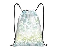 FHIZOAL Verde Mare Blu Alghe Coulisse Borse Impermeabile Sport Stringa Zaini Leggero Yoga Formazione Nuoto Viaggio, Nero , M, Casual