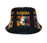 FHIZOAL We're Going to Florida Cappello da pescatore estivo Cappello da sole a tesa larga Moda Pieghevole Outdoor Escursionismo Pesca Spiaggia Viaggi, Nero , Taglia unica