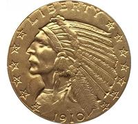 FHKQMLFQ Repliche di Monete di 24 Anni Diversi, 5 Monete d'oro, Monete Commemorative, Dollaro d'Argento da 21,6 mm, 1910-S