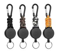 Fhlbestyu 2/4 PCS Portachiavi Allungabile Porta Badge, Cordino Estraibile JoJo con Corda in Acciaio da 60 cm, Portachiavi Retrattile con Moschettone Forte Corda a Molla