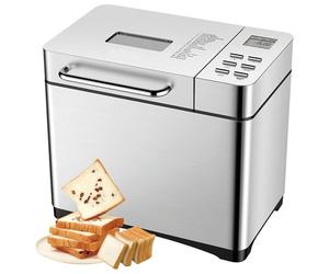 FHRKA Mini Macchina per Il Pane 19 in 1 per Torte e Toast, con teglia Antiaderente e Pannello Touch LCD, distribuzione Automatica delle Noci e Timer di Avvio ritardato.