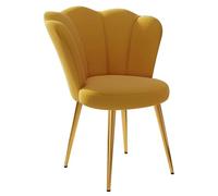 FHSLKXIM Sedia da Toeletta con Petali Rosa E Gambe in Metallo per Sala Trucco, Design Moderno con Smerli, Sedia da Pranzo retrò per Il Tempo Libero, Gialla, Taglia Unica