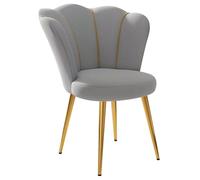 FHSLKXIM Sedia da Toeletta Pink Petal con Gambe in Metallo per Sala Trucco, Design Moderno Smerlato, Sedia da Pranzo retrò per Il Tempo Libero, Grigia, Taglia Unica