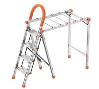 FHSLKXIM Stendibiancheria in Alluminio Leggero, Multifunzionale, Pieghevole, con Pedale A 4 Gradini, Scala Domestica Salvaspazio, Portata 150 kg, Arancione