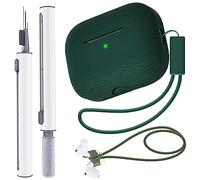 Fhtase Custodia per AirPods Pro 2 2022 con kit di pulizia penna e cinghie anti-smarrimento per AirPods, custodia in silicone morbido AirPod Pro di seconda generazione con cordino (verde oliva)