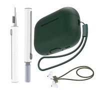 Fhtase Custodia per AirPods Pro 2 2022 con kit di pulizia penna e cinghie anti-smarrimento per AirPods, custodia in silicone morbido AirPod Pro di seconda generazione con cordino (verde oliva)