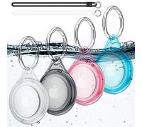 Fhtase Supporto impermeabile per Airtag, confezione da 4 portachiavi Apple Airtag, custodia AirTag per collare per cani, bagagli, portachiavi Tracker, copertura completa 360 protettiva trasparente