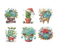 FHTech Store, decorazione per terrario e frigorifero, 6 pezzi, pittura a diamante piatta 2D per il santuario dei genitori delle piante